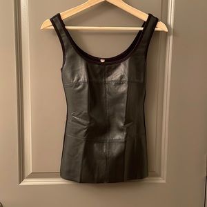 Black tank top with leather front